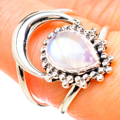 Rainbow Moonstone Rings handcrafted by Ana Silver Co - RING129211