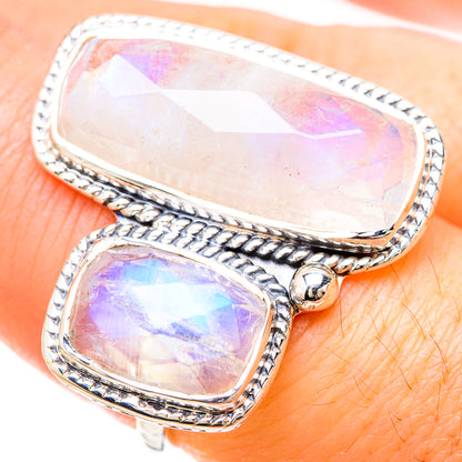 Rainbow Moonstone Rings handcrafted by Ana Silver Co - RING129212