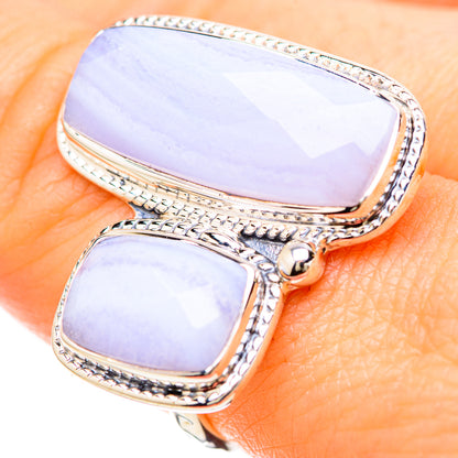 Blue Lace Agate Rings handcrafted by Ana Silver Co - RING129227