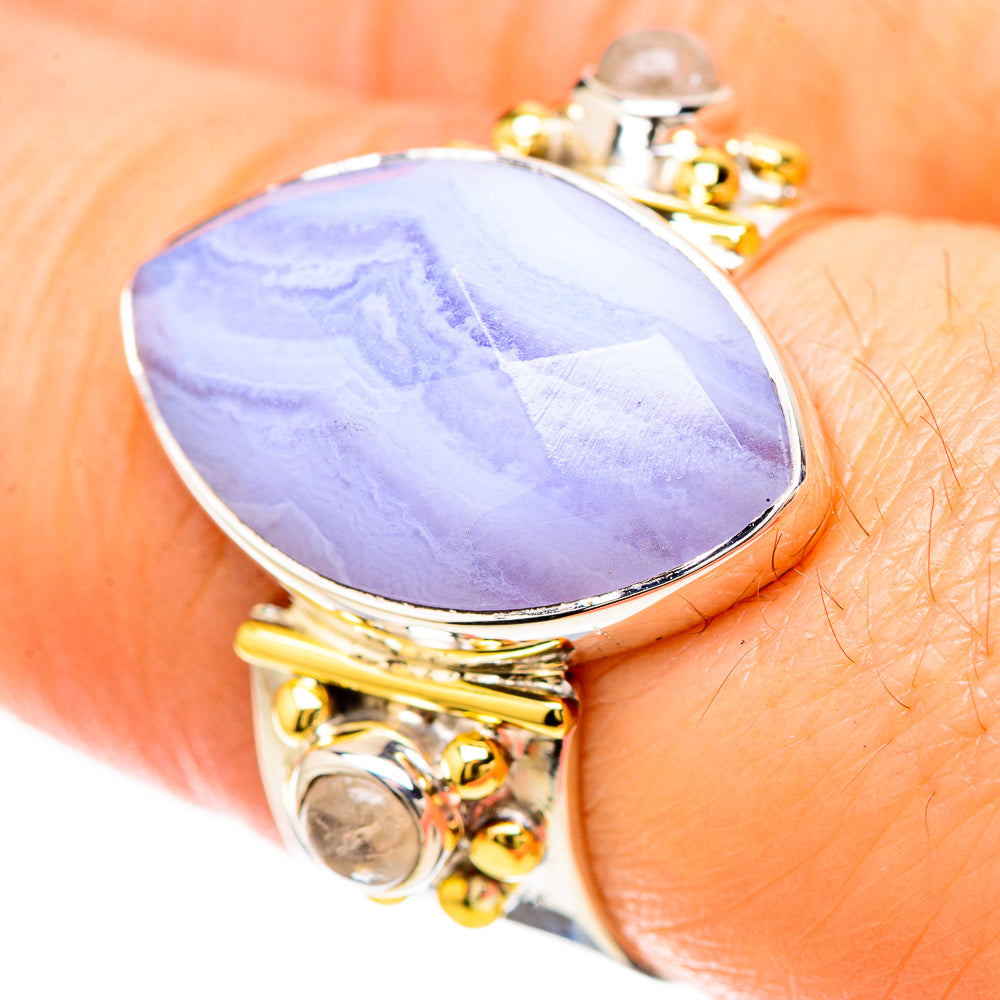 Blue Lace Agate Rings handcrafted by Ana Silver Co - RING129237
