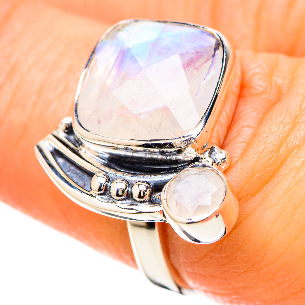 Rainbow Moonstone Rings handcrafted by Ana Silver Co - RING129238