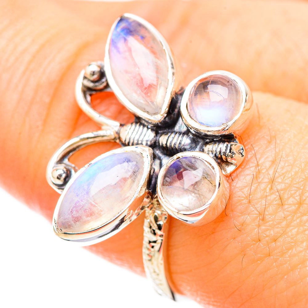 Rainbow Moonstone Rings handcrafted by Ana Silver Co - RING129249