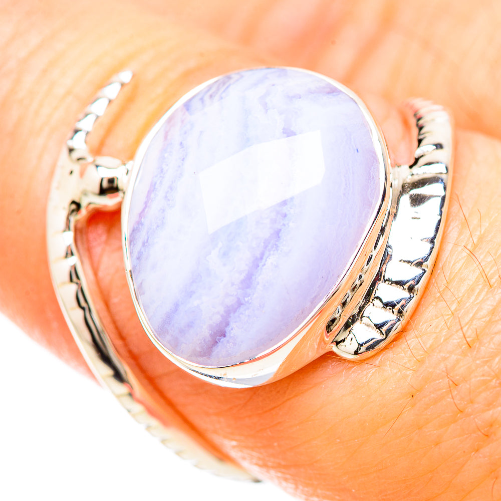 Blue Lace Agate Rings handcrafted by Ana Silver Co - RING129251