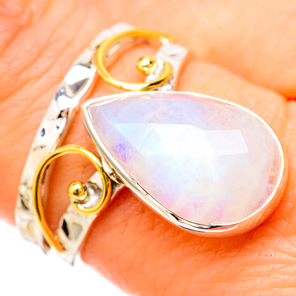 Rainbow Moonstone Rings handcrafted by Ana Silver Co - RING129252