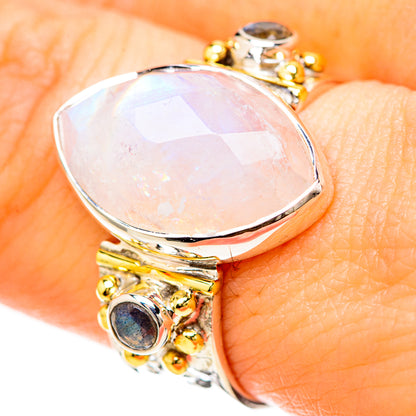 Rainbow Moonstone Rings handcrafted by Ana Silver Co - RING129265
