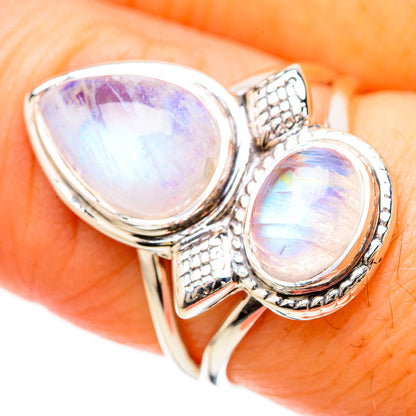 Rainbow Moonstone Rings handcrafted by Ana Silver Co - RING129267