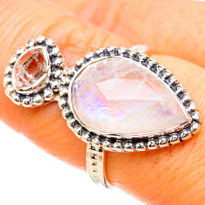Rainbow Moonstone Rings handcrafted by Ana Silver Co - RING129268