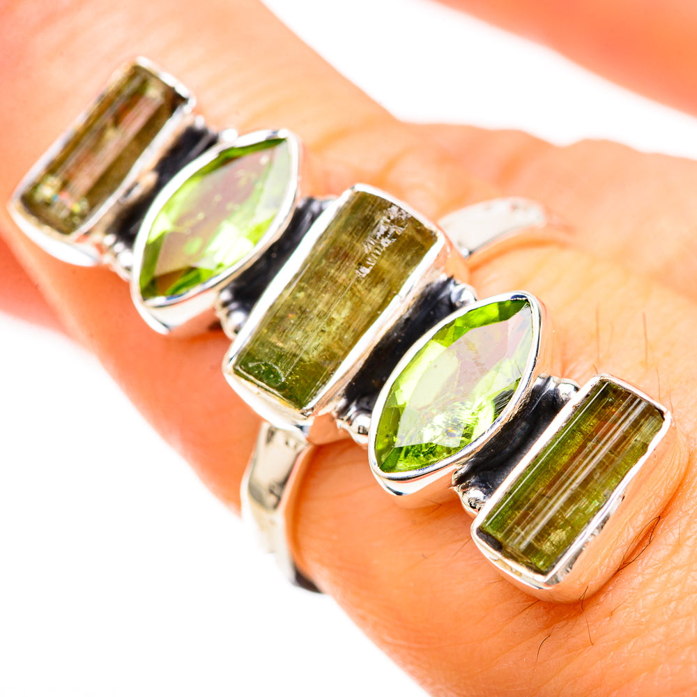 Green Tourmaline Rings handcrafted by Ana Silver Co - RING129276