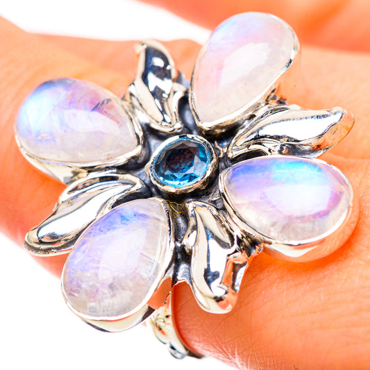 Rainbow Moonstone Rings handcrafted by Ana Silver Co - RING129282