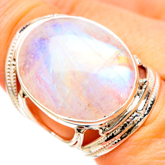 Rainbow Moonstone Rings handcrafted by Ana Silver Co - RING129283