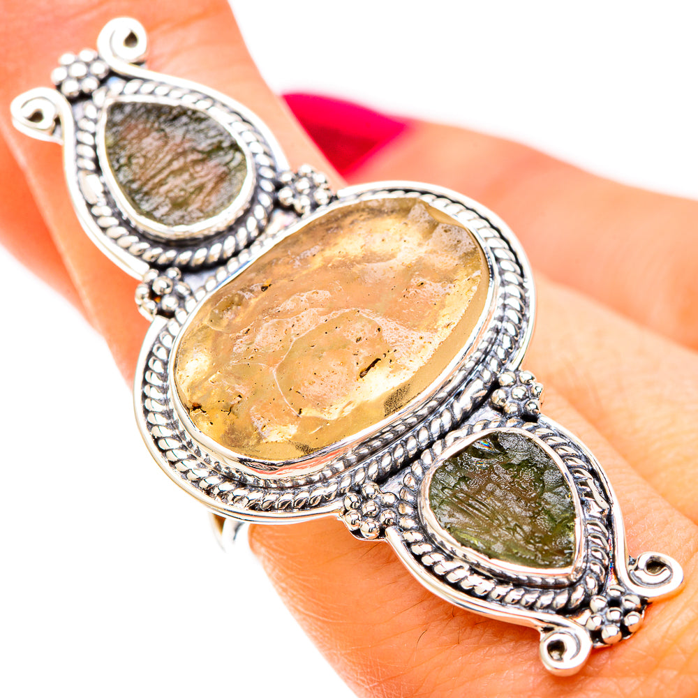 Libyan Desert Glass Rings handcrafted by Ana Silver Co - RING129289