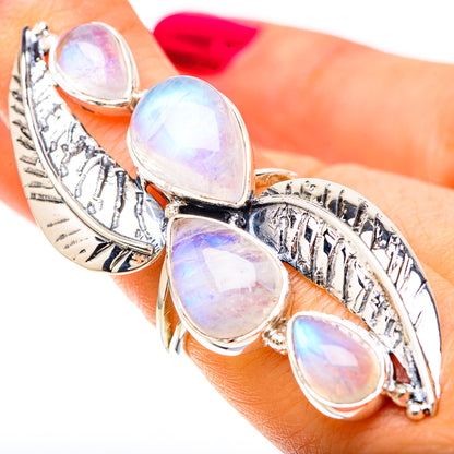 Rainbow Moonstone Rings handcrafted by Ana Silver Co - RING129295