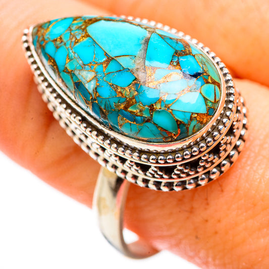 Blue Copper Composite Turquoise Rings handcrafted by Ana Silver Co - RING129313
