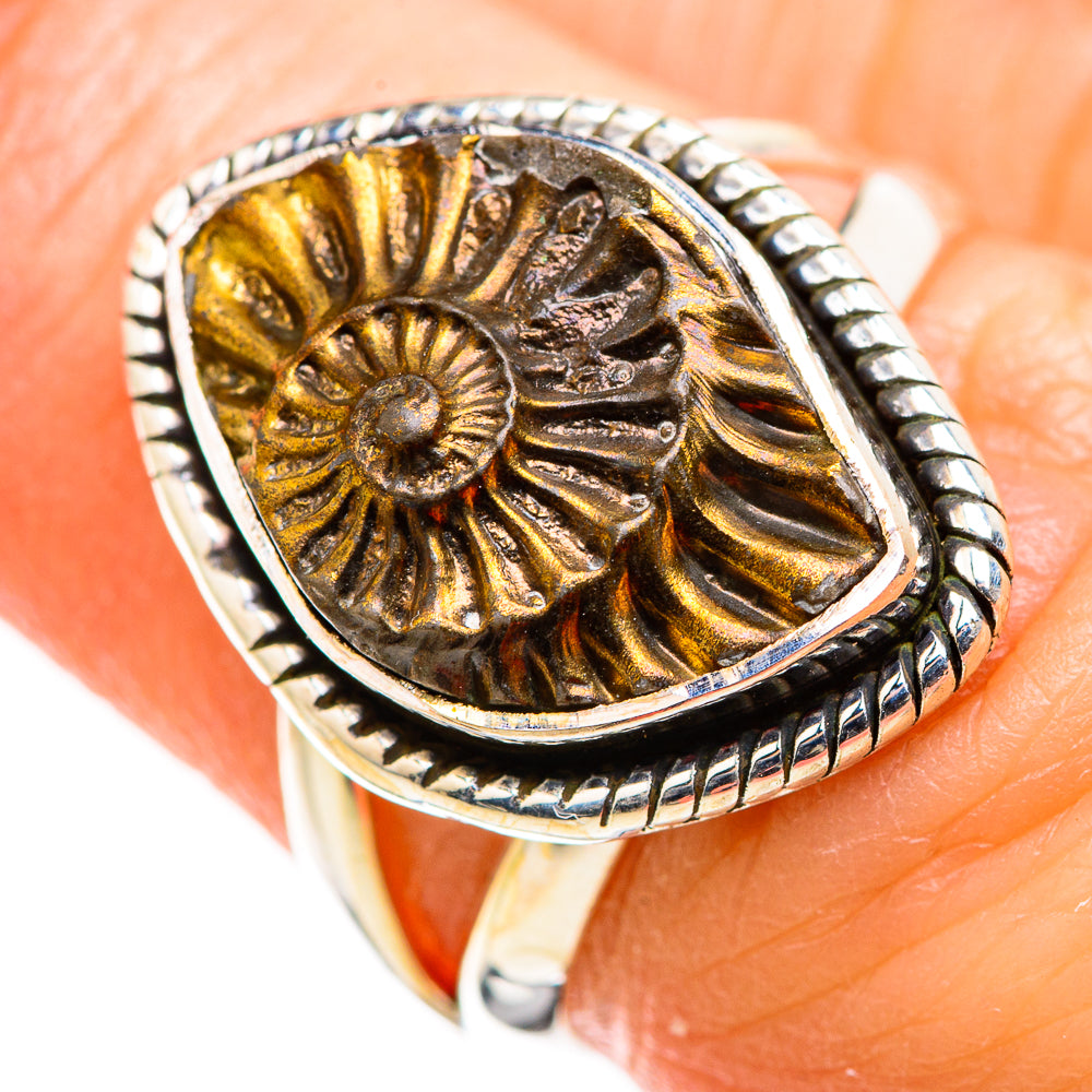 Pyrite Fossil Rings handcrafted by Ana Silver Co - RING129327