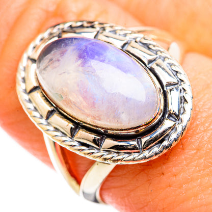 Rainbow Moonstone Rings handcrafted by Ana Silver Co - RING129329