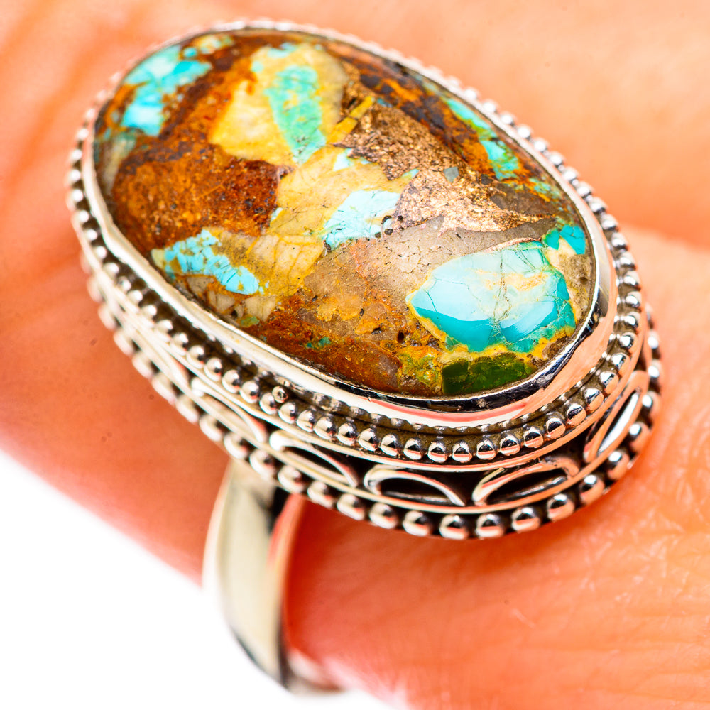 Blue Copper Composite Turquoise Rings handcrafted by Ana Silver Co - RING129347