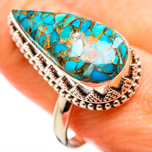 Blue Copper Composite Turquoise Rings handcrafted by Ana Silver Co - RING129447