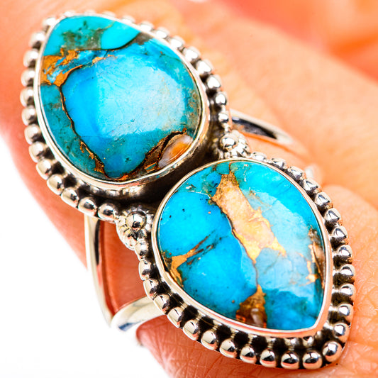 Blue Copper Composite Turquoise Rings handcrafted by Ana Silver Co - RING129448
