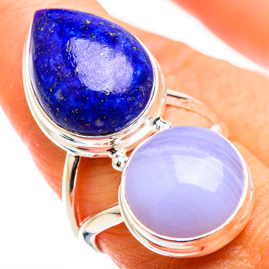 Blue Lace Agate Rings handcrafted by Ana Silver Co - RING129451