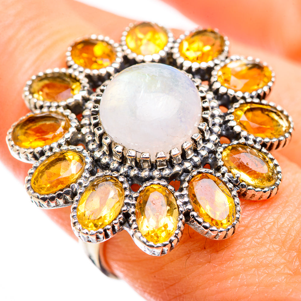 Rainbow Moonstone Rings handcrafted by Ana Silver Co - RING129456