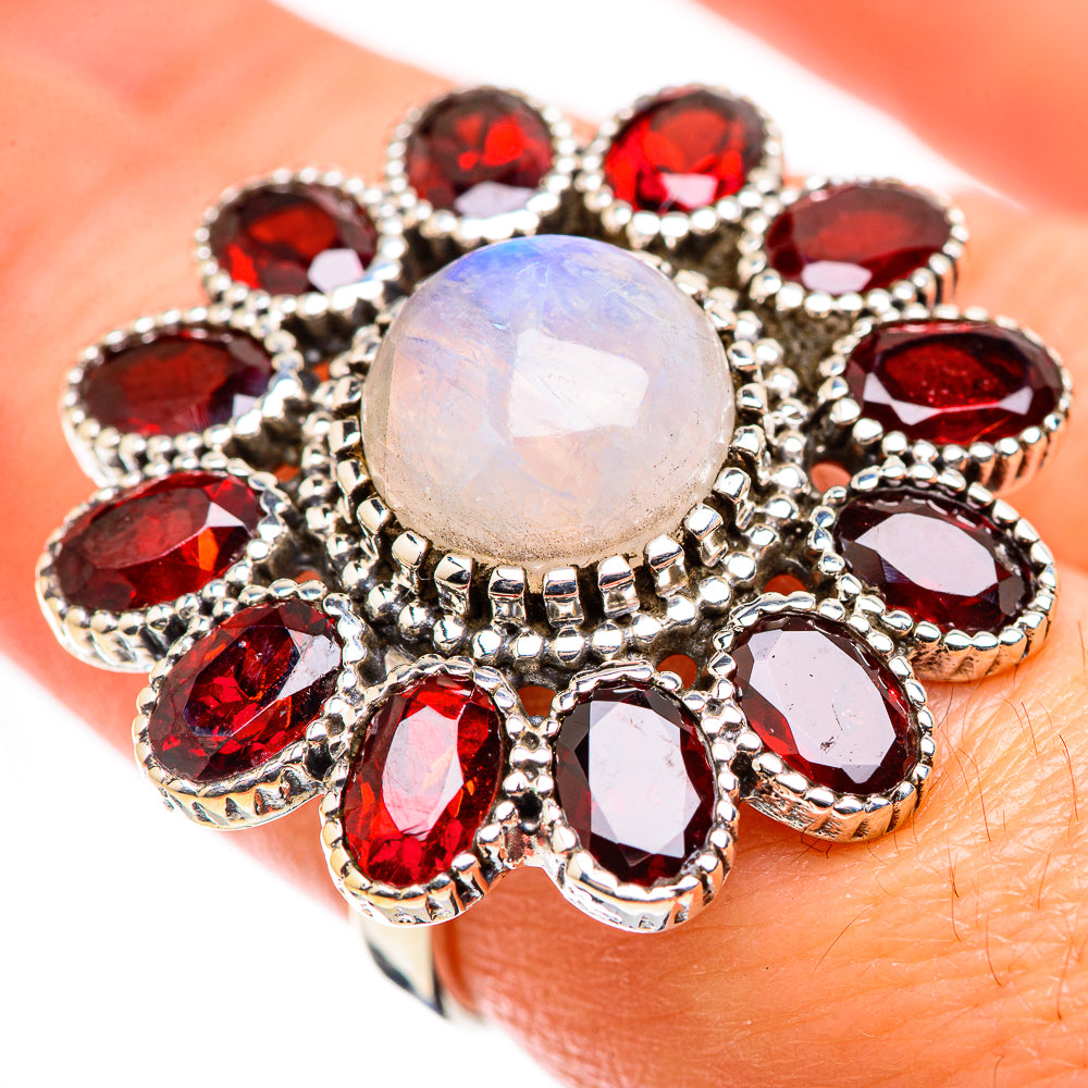 Rainbow Moonstone Rings handcrafted by Ana Silver Co - RING129460