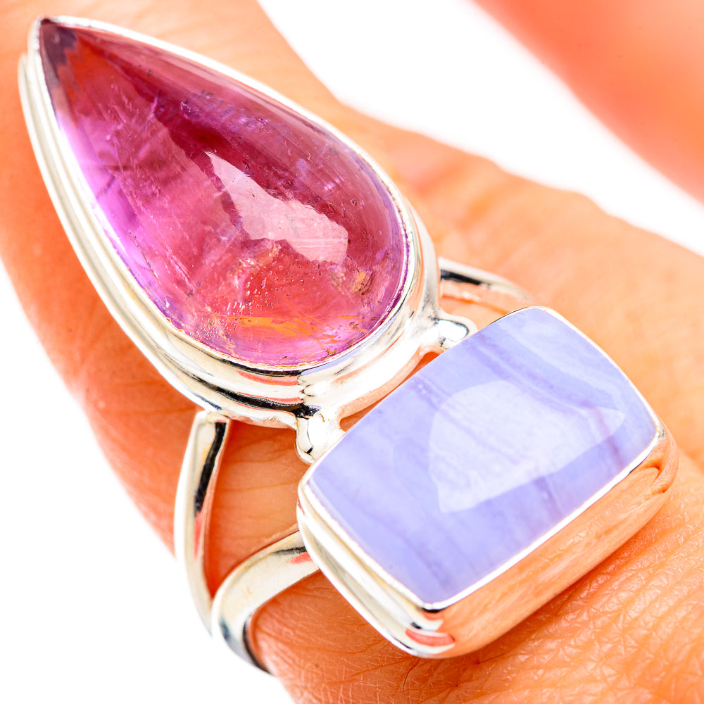Blue Lace Agate Rings handcrafted by Ana Silver Co - RING129464