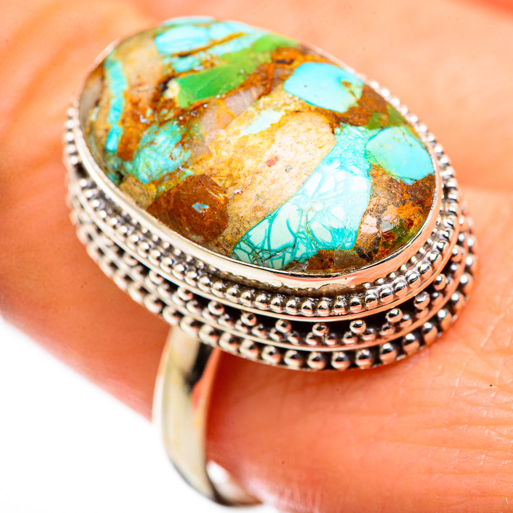 Blue Copper Composite Turquoise Rings handcrafted by Ana Silver Co - RING129474