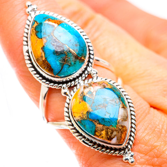 Blue Copper Composite Turquoise Rings handcrafted by Ana Silver Co - RING129475