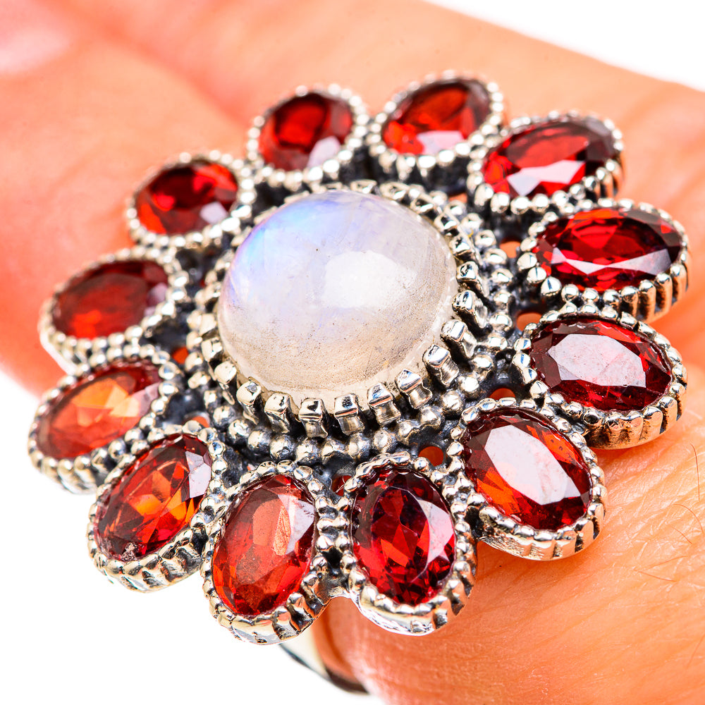 Rainbow Moonstone Rings handcrafted by Ana Silver Co - RING129481