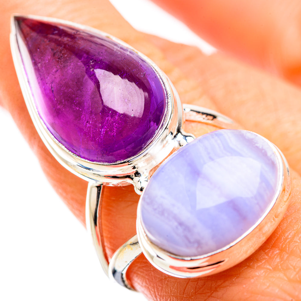 Blue Lace Agate Rings handcrafted by Ana Silver Co - RING129483