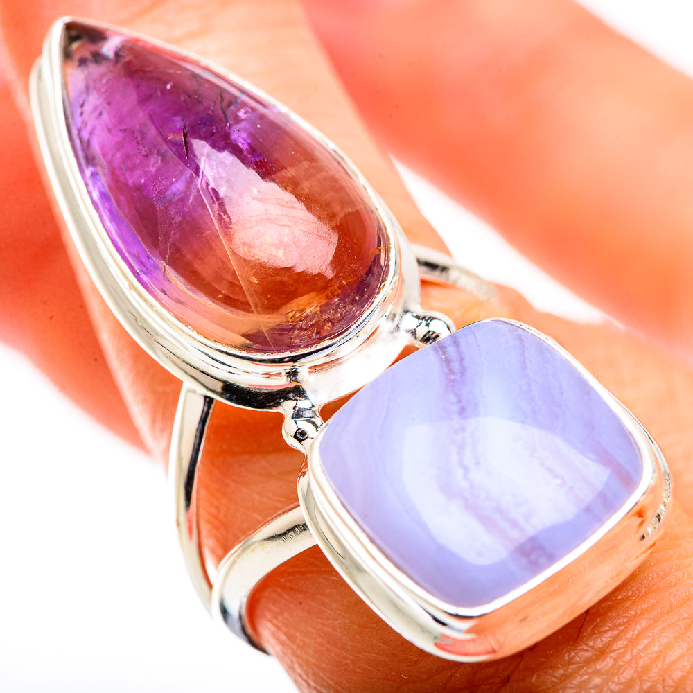 Blue Lace Agate Rings handcrafted by Ana Silver Co - RING129484