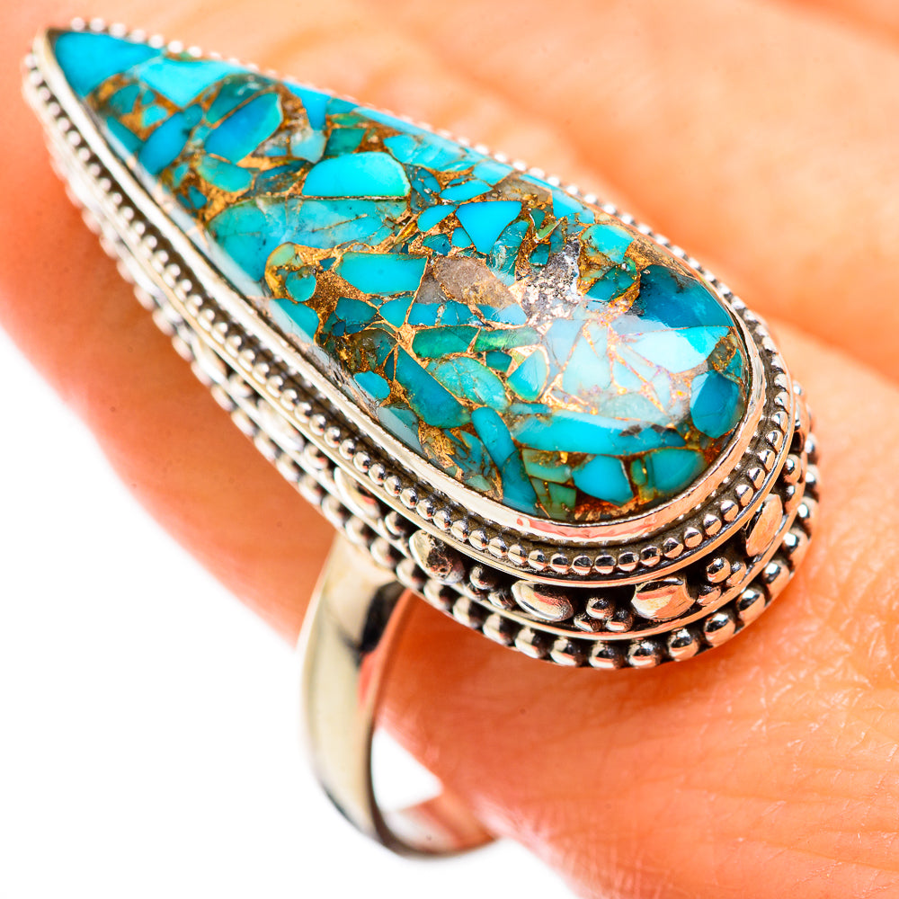 Blue Copper Composite Turquoise Rings handcrafted by Ana Silver Co - RING129492