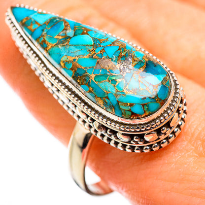 Blue Copper Composite Turquoise Rings handcrafted by Ana Silver Co - RING129492