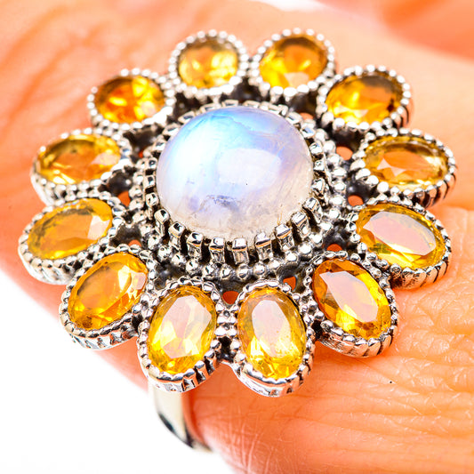 Rainbow Moonstone Rings handcrafted by Ana Silver Co - RING129495