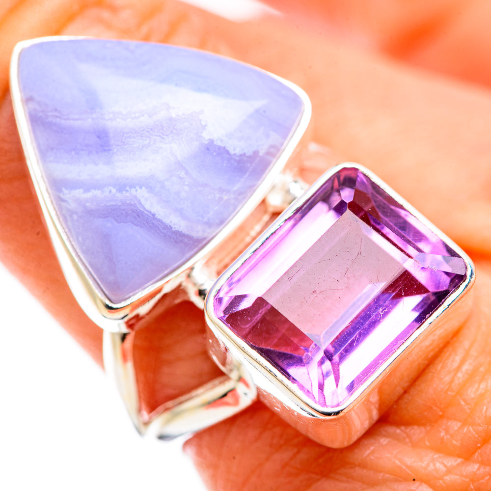Blue Lace Agate Rings handcrafted by Ana Silver Co - RING129497