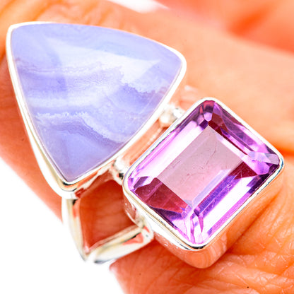 Blue Lace Agate Rings handcrafted by Ana Silver Co - RING129497