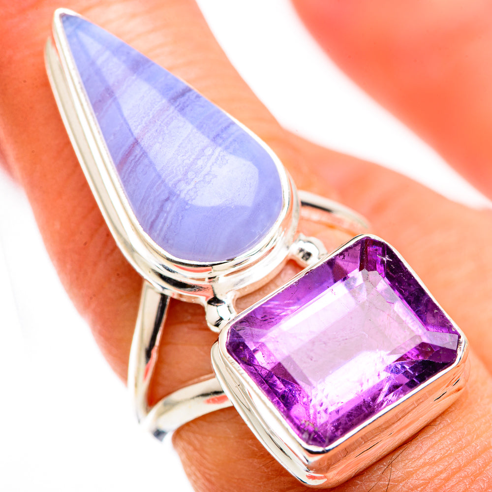Blue Lace Agate Rings handcrafted by Ana Silver Co - RING129498