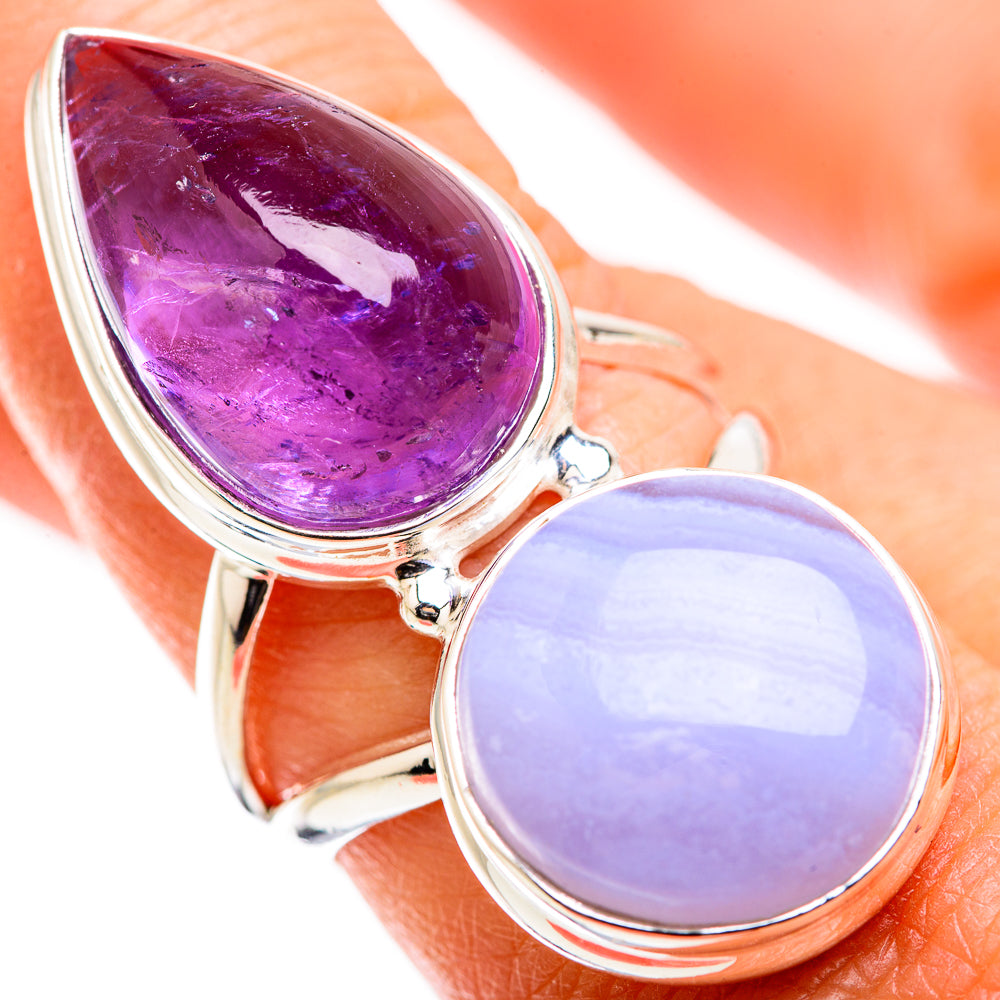 Blue Lace Agate Rings handcrafted by Ana Silver Co - RING129499