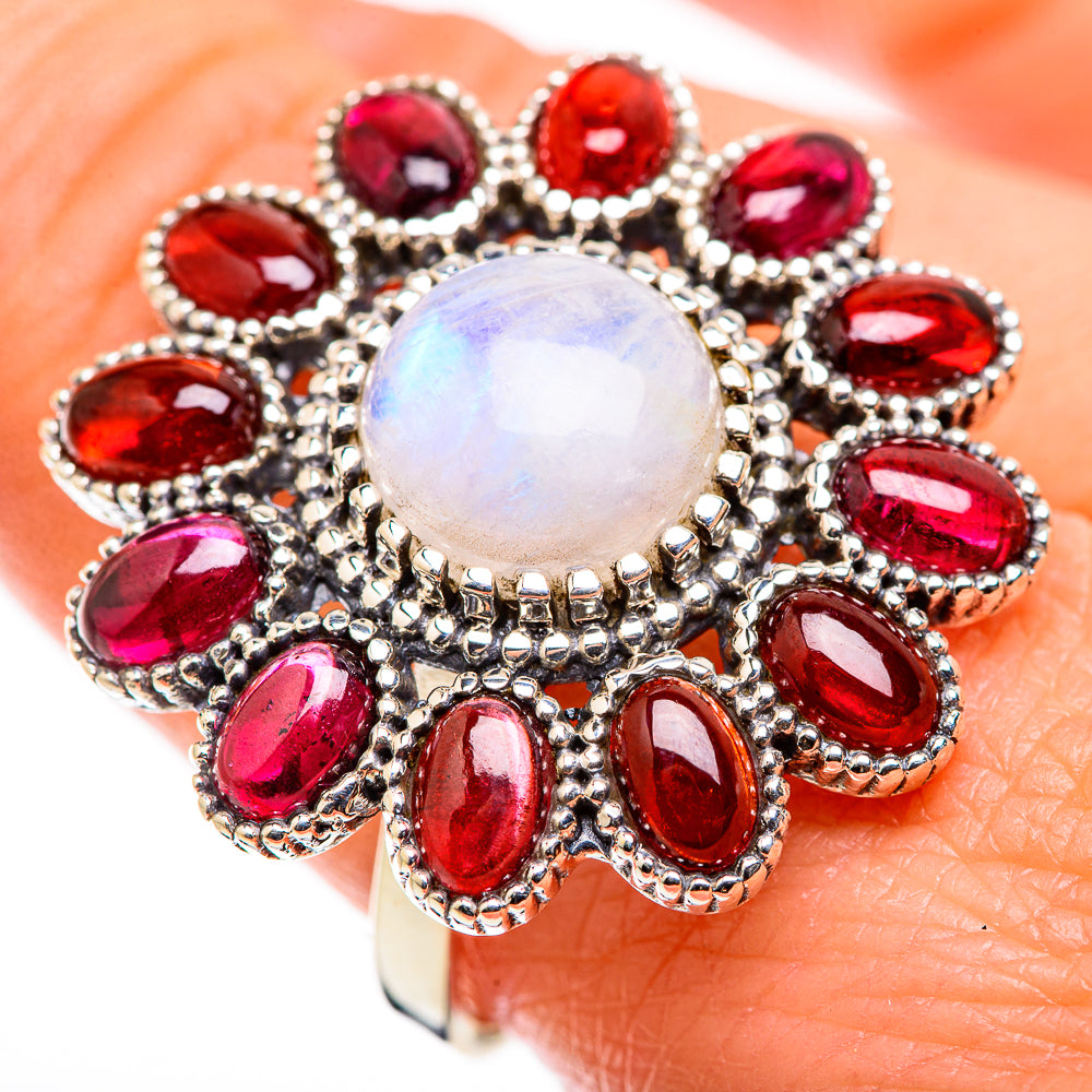 Rainbow Moonstone Rings handcrafted by Ana Silver Co - RING129500