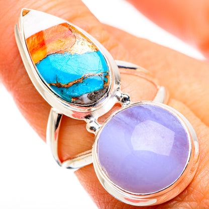 Blue Lace Agate Rings handcrafted by Ana Silver Co - RING129502