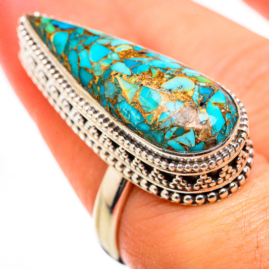 Blue Copper Composite Turquoise Rings handcrafted by Ana Silver Co - RING129509