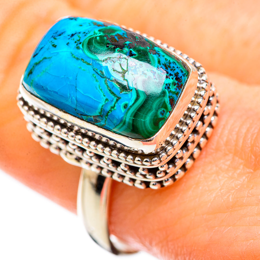 Malachite In Chrysocolla Rings handcrafted by Ana Silver Co - RING129525