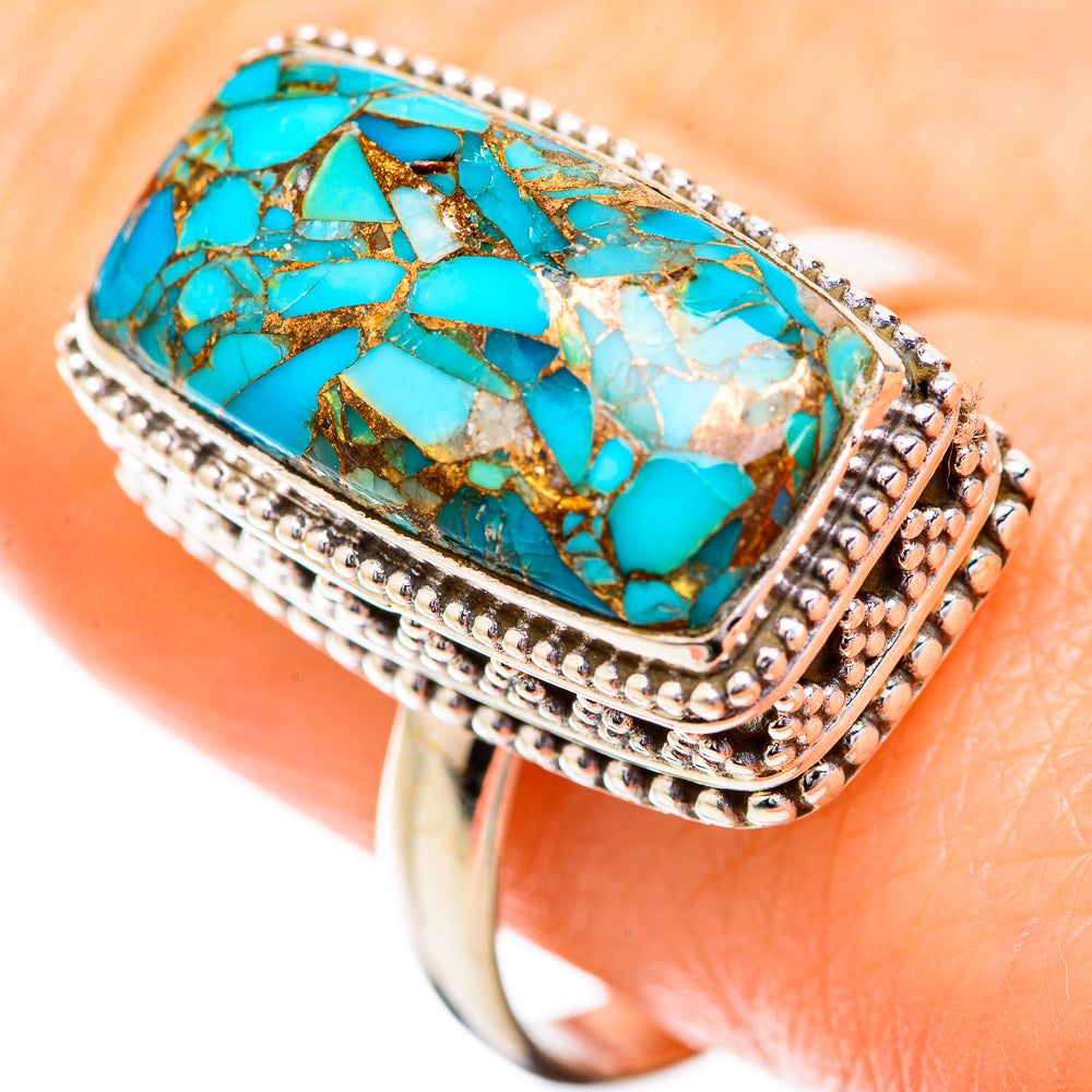 Blue Copper Composite Turquoise Rings handcrafted by Ana Silver Co - RING129536