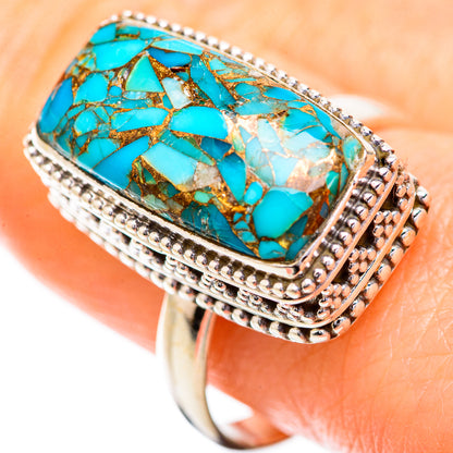 Blue Copper Composite Turquoise Rings handcrafted by Ana Silver Co - RING129536