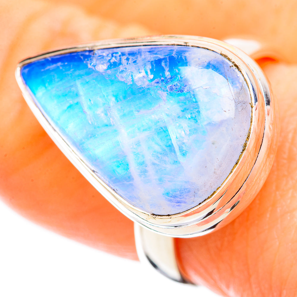 Rainbow Moonstone Rings handcrafted by Ana Silver Co - RING129537