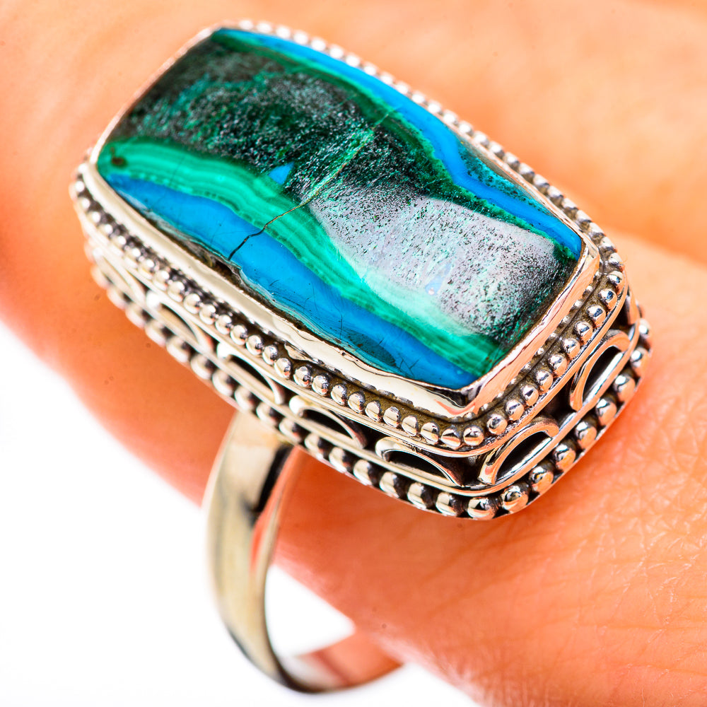 Malachite In Chrysocolla Rings handcrafted by Ana Silver Co - RING129550