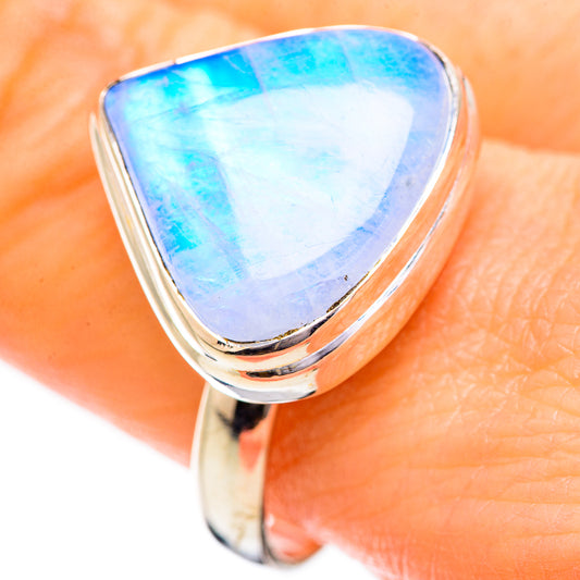 Rainbow Moonstone Rings handcrafted by Ana Silver Co - RING129561