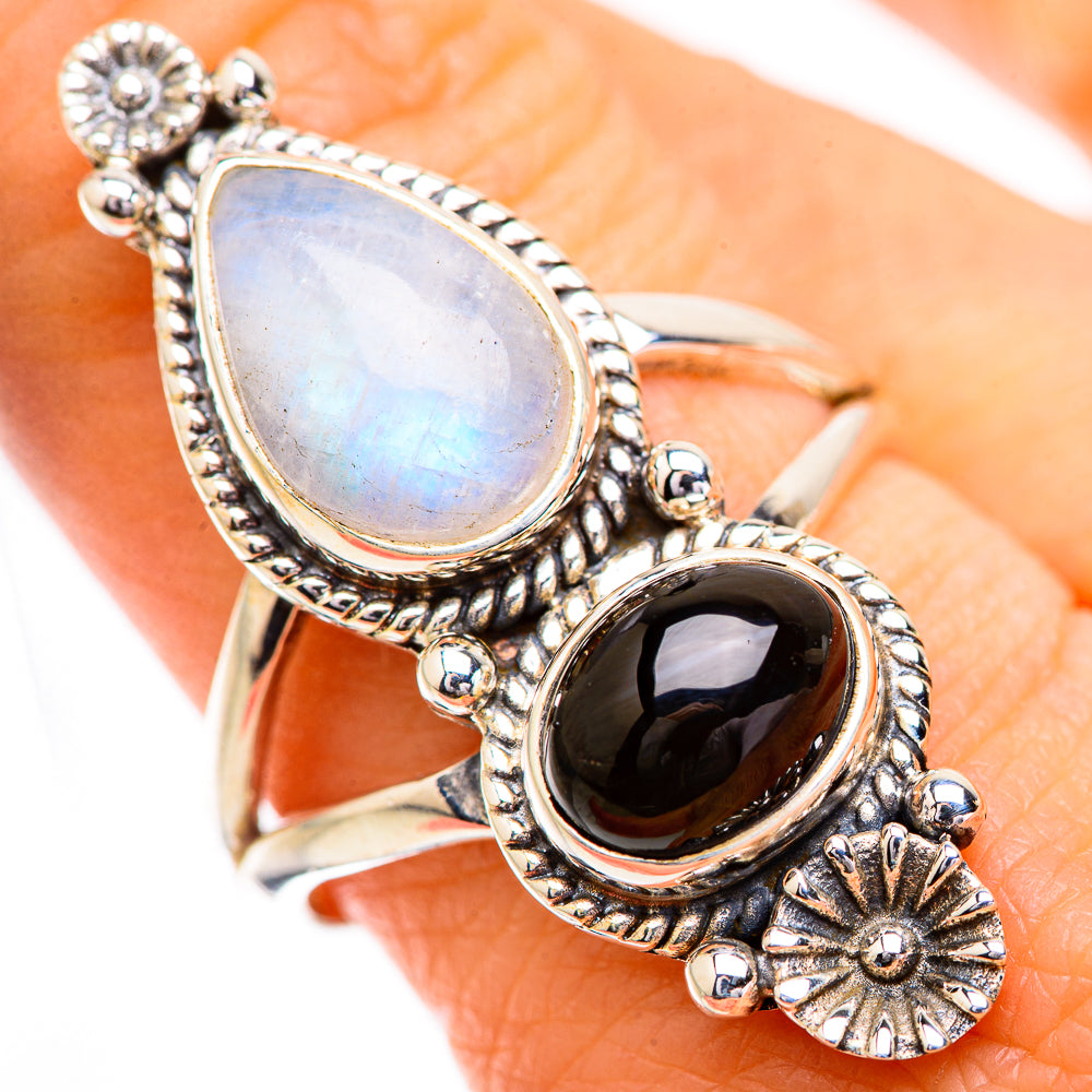Rainbow Moonstone Rings handcrafted by Ana Silver Co - RING129590