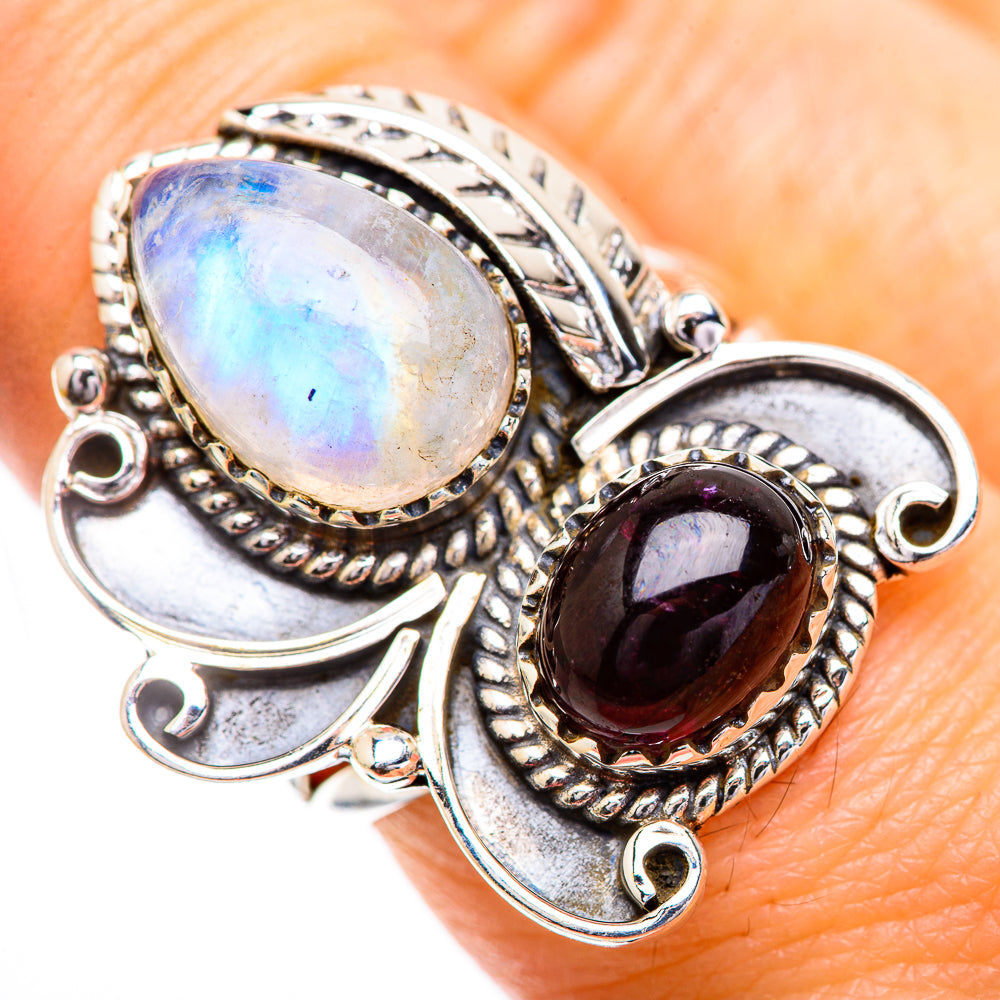 Rainbow Moonstone Rings handcrafted by Ana Silver Co - RING129595