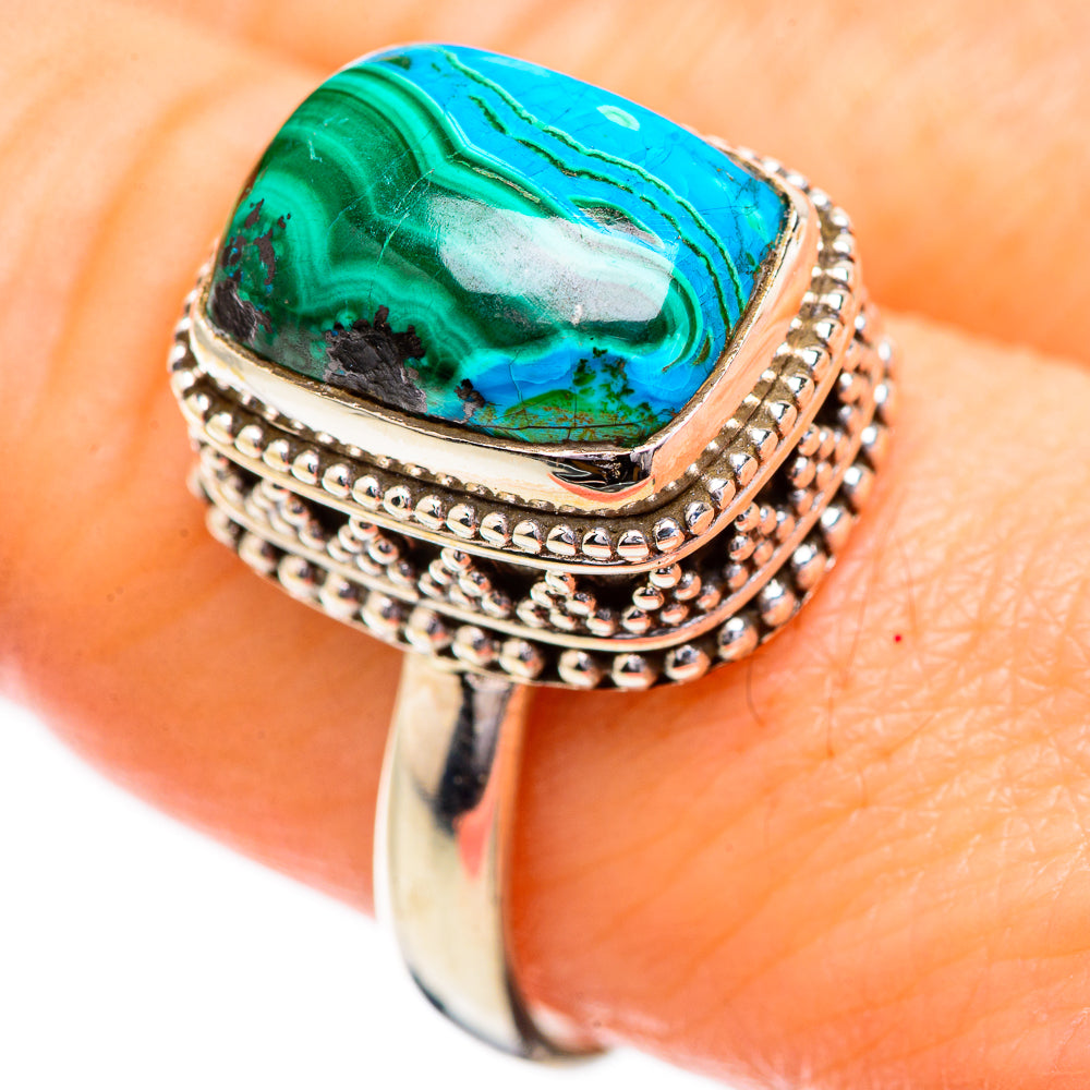 Malachite In Chrysocolla Rings handcrafted by Ana Silver Co - RING129602